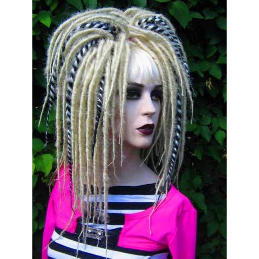 Synthetic Dread Falls In Blonde,Black/White twists display picture 3